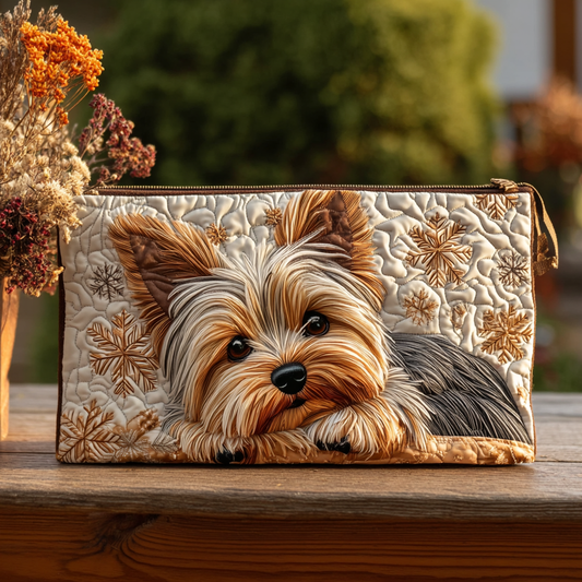 Yorkie Shine Quilted Zipper Pouch NCU0DK10044