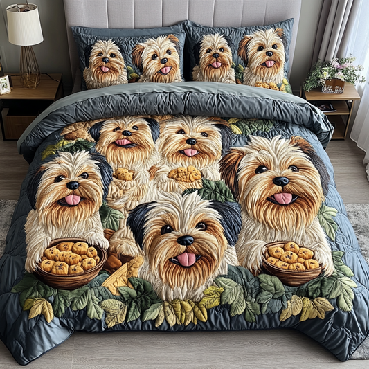 Yorkie Snooze 3-Piece Quilted Bedding Set NCU0VH4944
