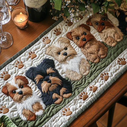 Yorkie Snooze Quilted Table Runner NCU0VH4958