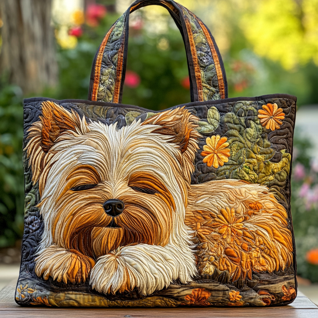 Yorkie Spirit Quilted Tote Bag NCU0DK10042