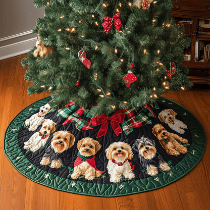 Yorkie Wonderland Quilted Christmas Tree Skirt NCU0TH2024