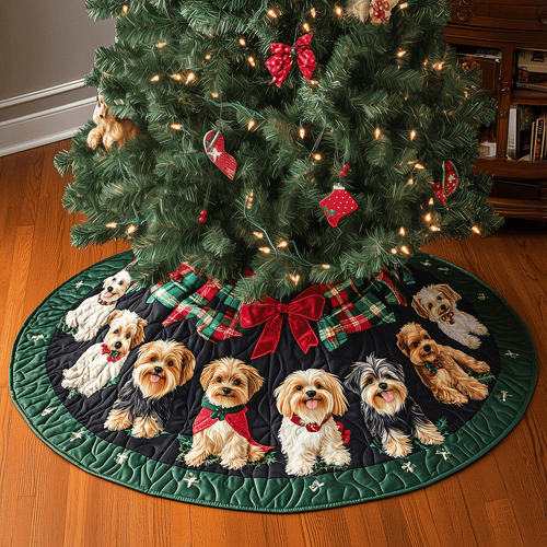 Yorkie Wonderland Quilted Christmas Tree Skirt NCU0TH2024