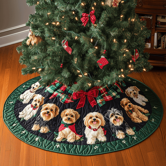 Yorkie Wonderland Quilted Christmas Tree Skirt NCU0TH2024