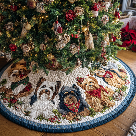 Yorkshires Charm Christmas Quilted Tree Skirt NCU0DK10554