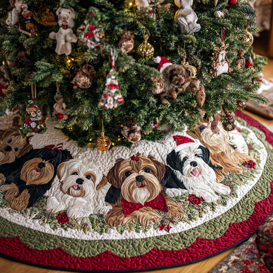 Yorkshires Heart Christmas Quilted Tree Skirt NCU0DK10558