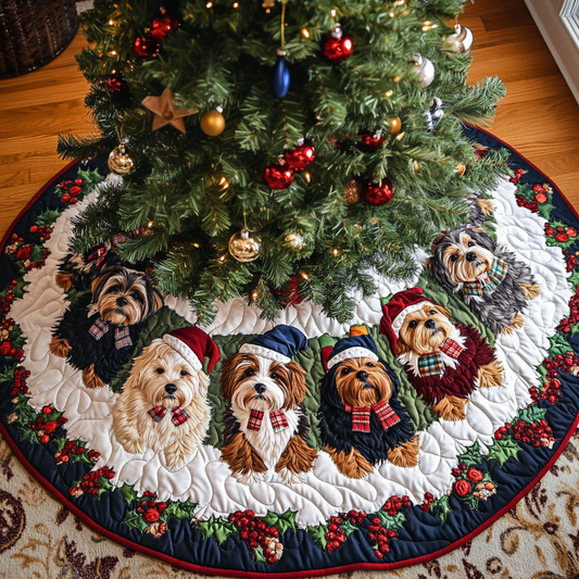 Yorkshires Joy Christmas Quilted Tree Skirt NCU0DK10550