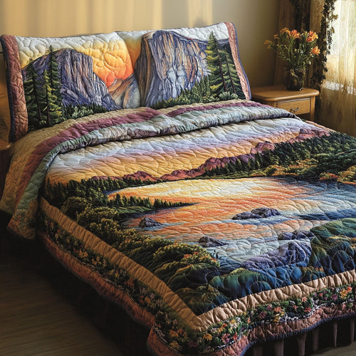 Yosemite Sunset 3-Piece Quilted Bedding Set NCU0PT6298
