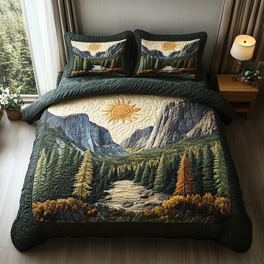 Yosemite Trail 3-Piece Quilted Bedding Set NCU0DV5402