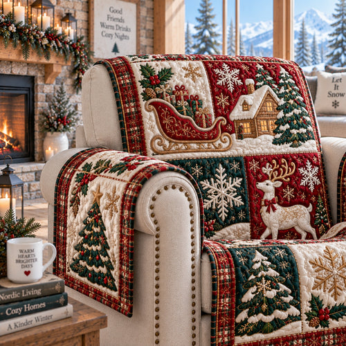 Yule Sleigh Journey Quilted Sofa Cover NCU0VL4036