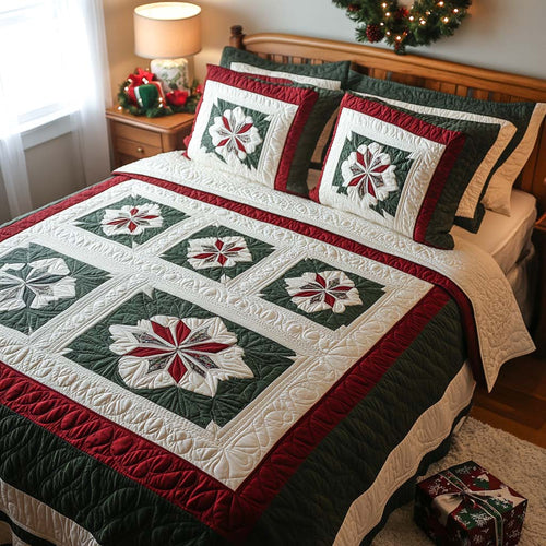 Yuletide Blossoms 3-Piece Quilted Bedding Set NCU0XD593