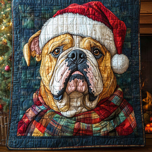 Yuletide Bulldog Charm Quilted Blanket NCU0XD630