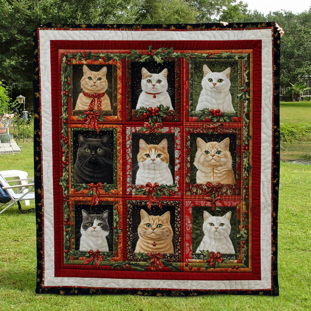 Yuletide Cats Quilted Blanket NCU0TL1684