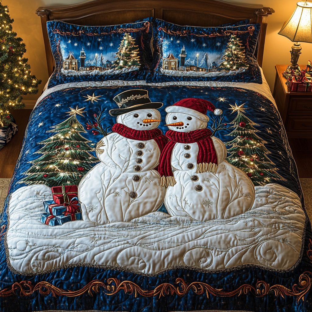Yuletide Frost 3-Piece Quilted Bedding Set NCU0VH898