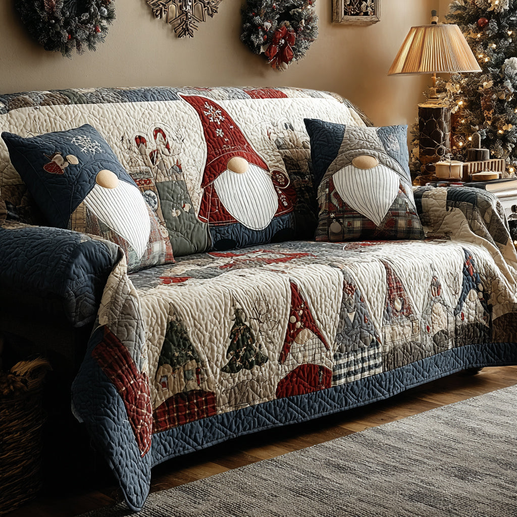 Yuletide Gnome Quilted Sofa Cover NCU0DV8261