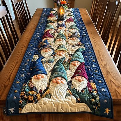 Yuletide Gnomes Quilted Table Runner NCU0VH455