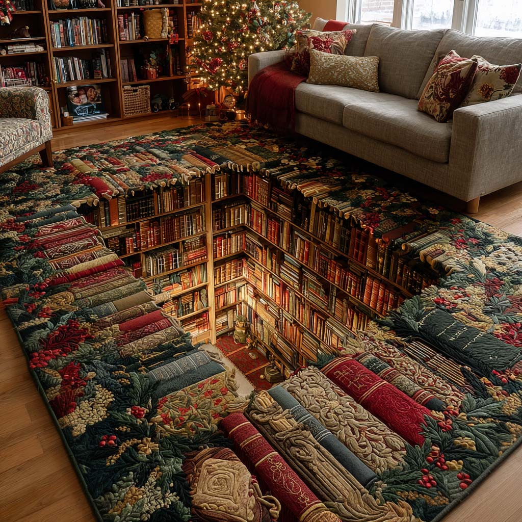 Literary Rug Yuletide Library Area Rug NCU0NT11291 – Vantique