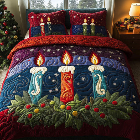 Yuletide Light 3-Piece Quilted Bedding Set NCU0DV7922