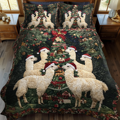 Yuletide Llamas 3-Piece Quilted Bedding Set NCU0VH1002