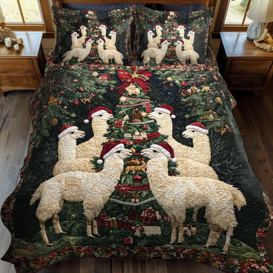 Yuletide Llamas 3-Piece Quilted Bedding Set NCU0VH1002