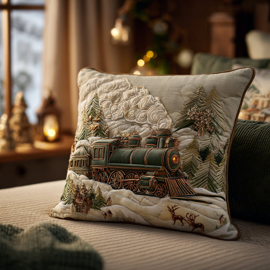 Yuletide Locomotive Quited Pillow Case NCU0DV8979