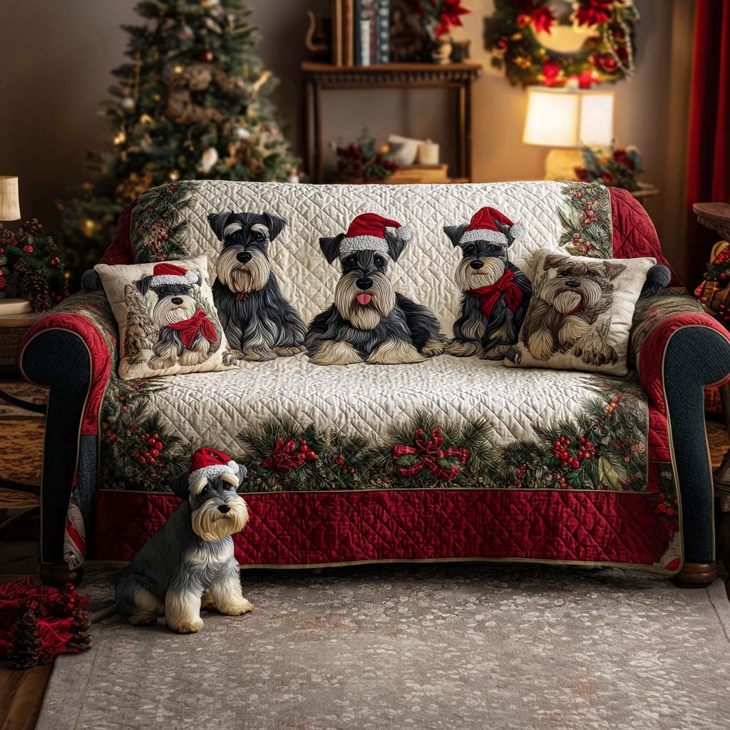 Yuletide Pup Quilted Sofa Cover NCU0NT11477