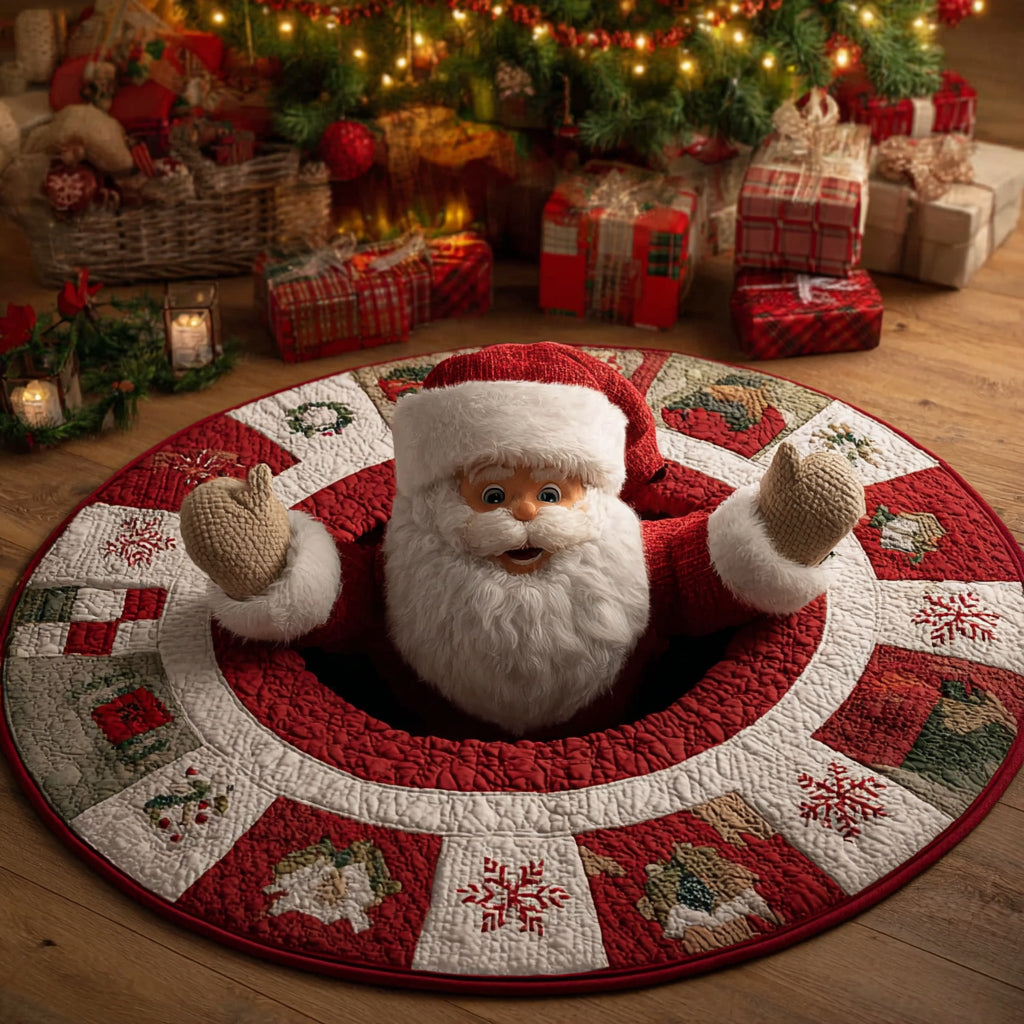 Yuletide Santa Quilted Round Mat NCU0HH1178