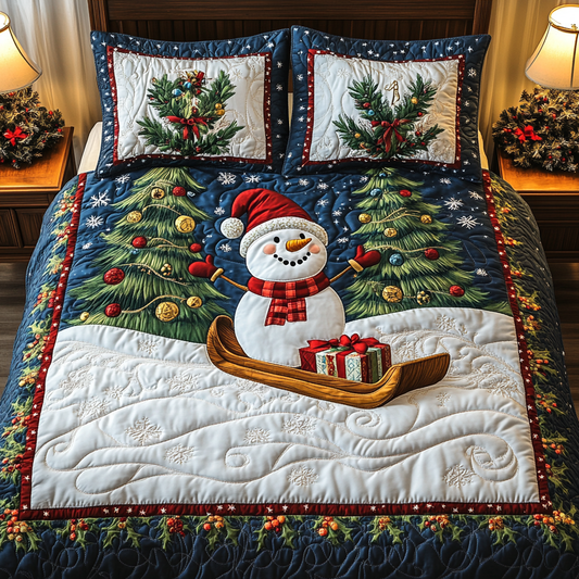 Yuletide Snowman 3-Piece Quilted Bedding Set NCU0TL2276