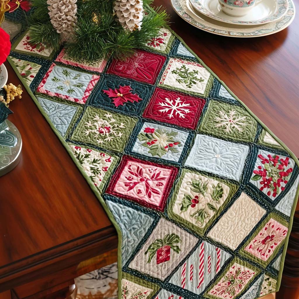 Yuletide Sparkle Quilted Table Runner NCU0PT9553