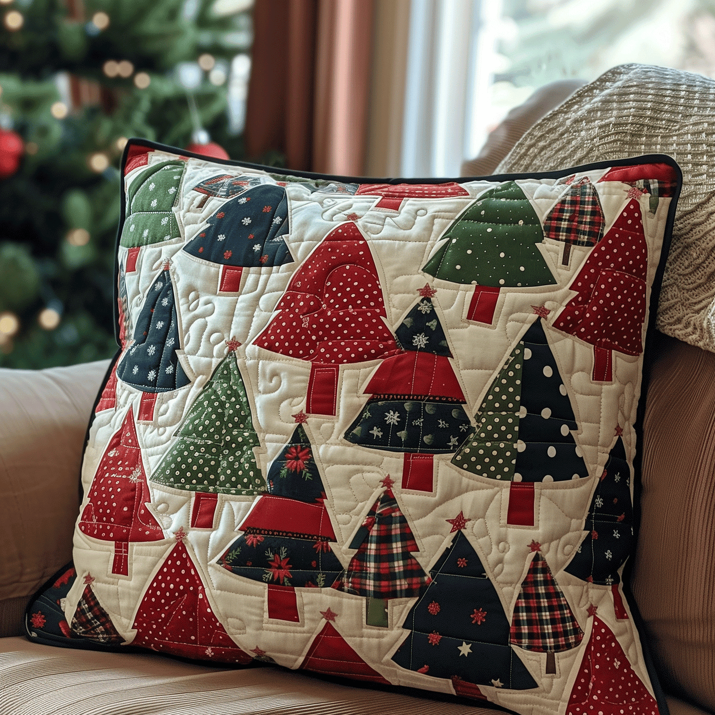 Yuletide Trees Quilted Pillow Case NCU0TH1140