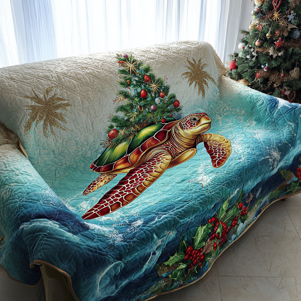 Yuletide Turtle Waves Quilted Sofa Cover NCU0PT10713