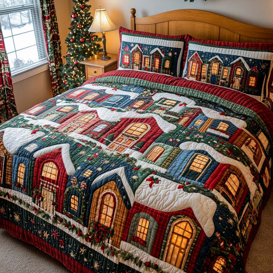 Yuletide Village Dreams 3-Piece Quilted Bedding Set NCU0XD153
