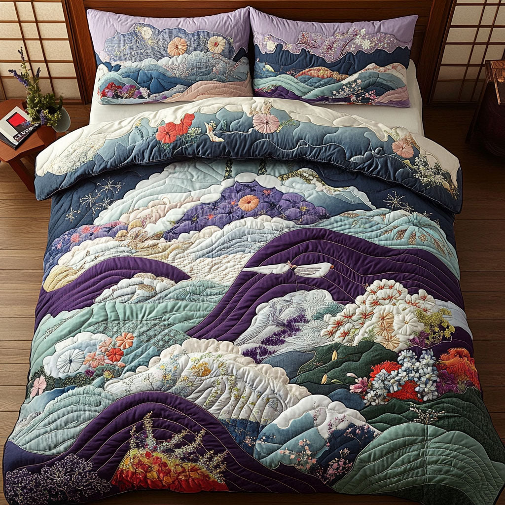 Zen Garden Flow 3-Piece Quilted Bedding Set NCU0PT6543