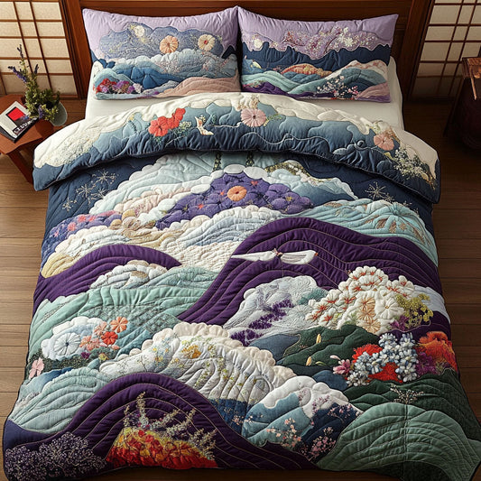 Zen Garden Flow 3-Piece Quilted Bedding Set NCU0PT6543