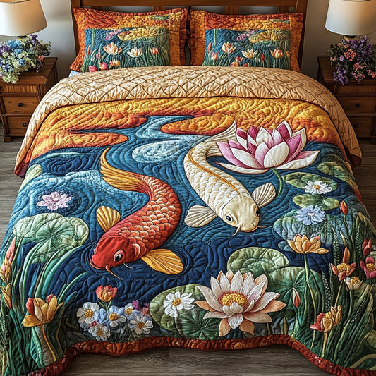 Zen Waters 3-Piece Quilted Bedding Set NCU0DV6893