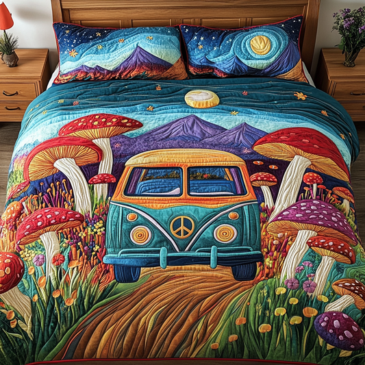 Zen Wheels 3-Piece Quilted Bedding Set NCU0VH5126