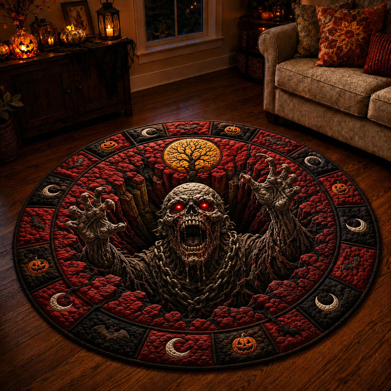 Zombie Bones Quilted Round Mat NCU0TD2889