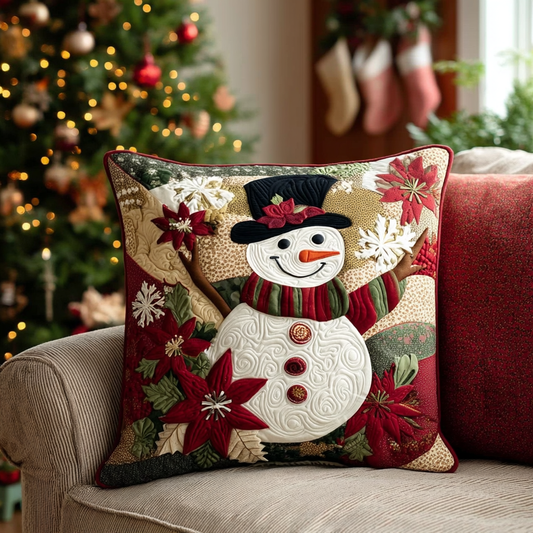 Winter Snowman Delight Quilted Pillow Case NCU0TV163