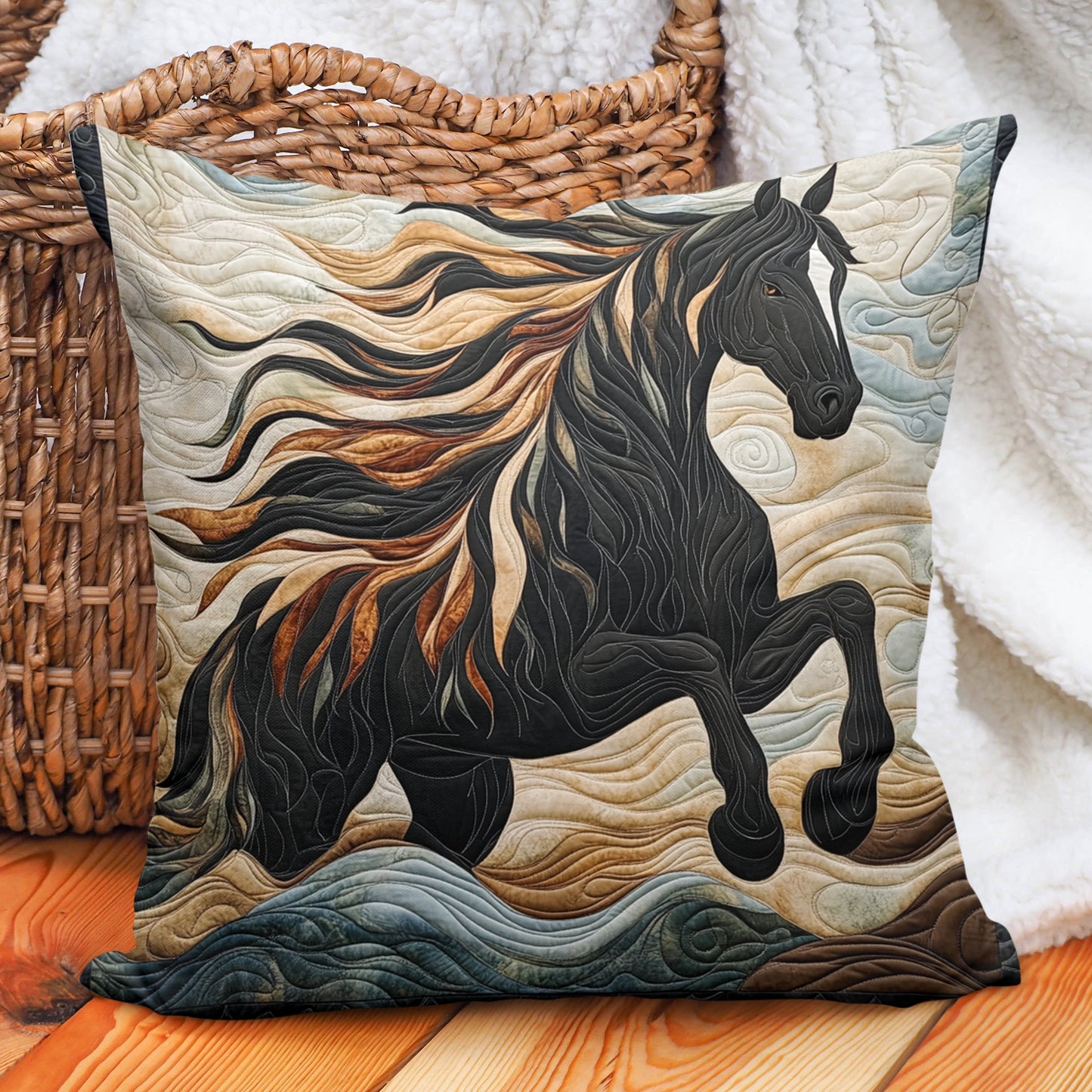 Artistic Mystical Steeds Quilted Pillow Case NCU0PD571