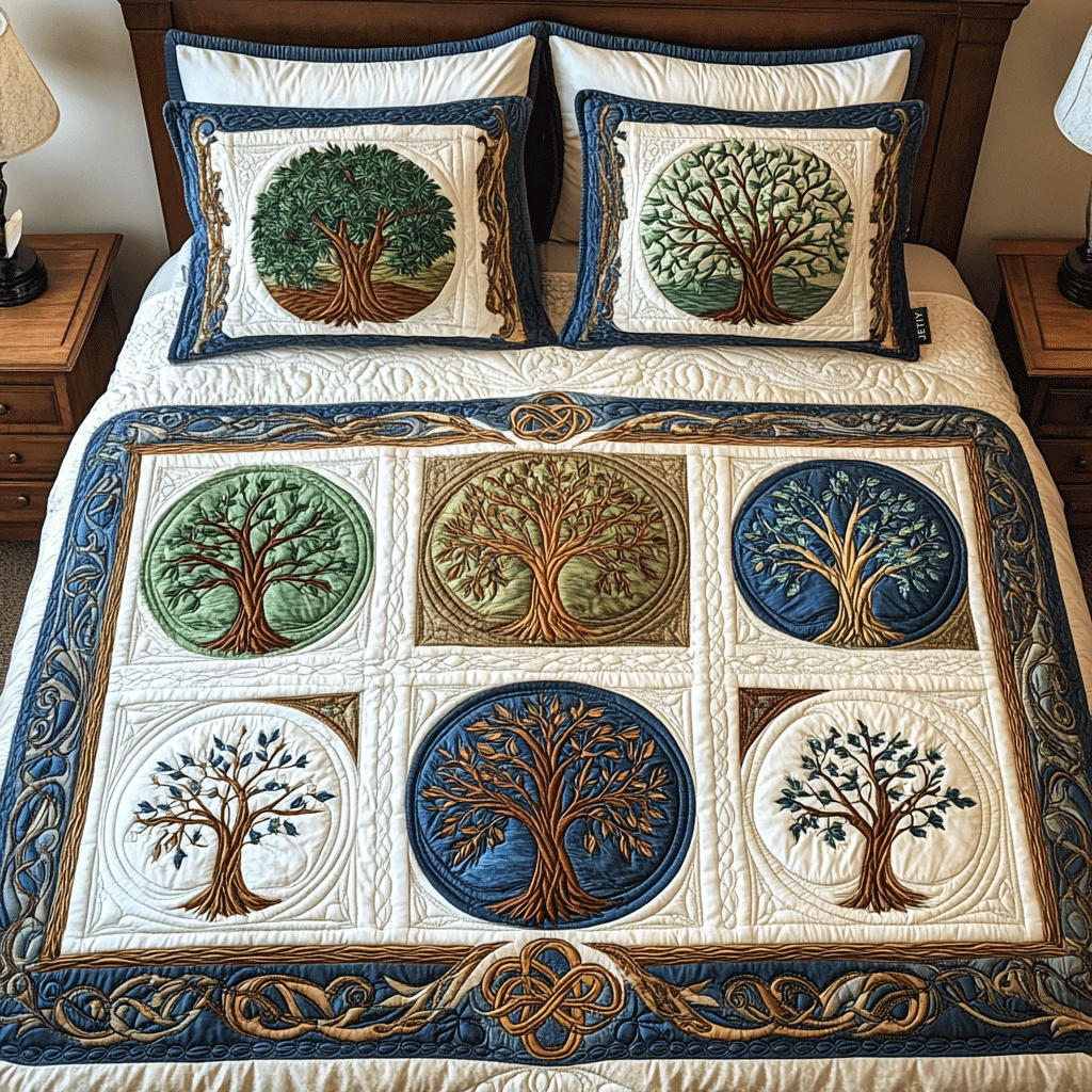 Ethereal Forest Quilt 3-Piece Quilted Bedding Set NCU0TL2007