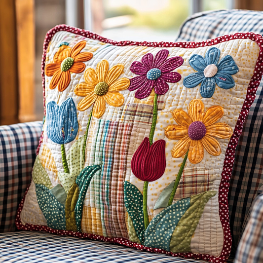 Patchwork Flower Quilted Pillow Case NCU0VH4754