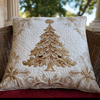Golden Poinsettia Quilted Pillow Case NCU0VL2933