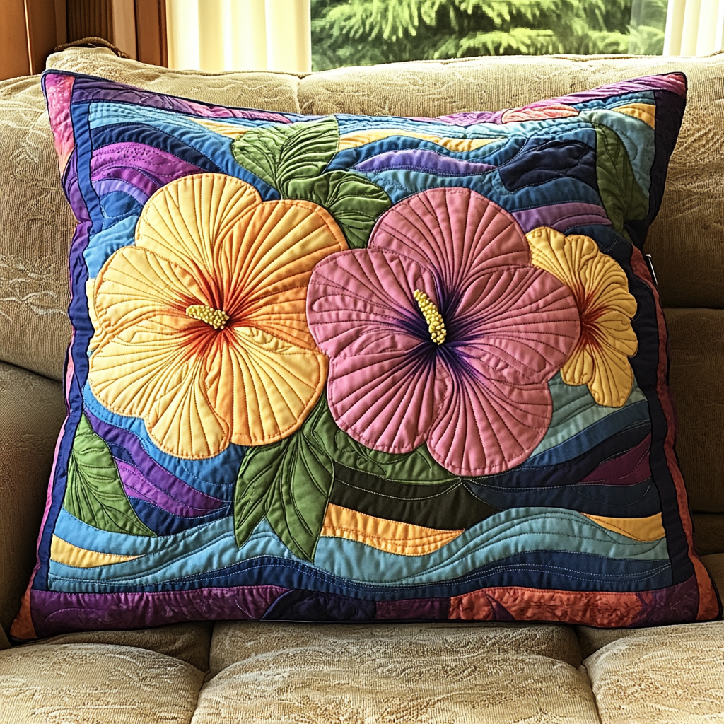 Hibiscus Harmony Quilted Pillow Case NCU0VH4227