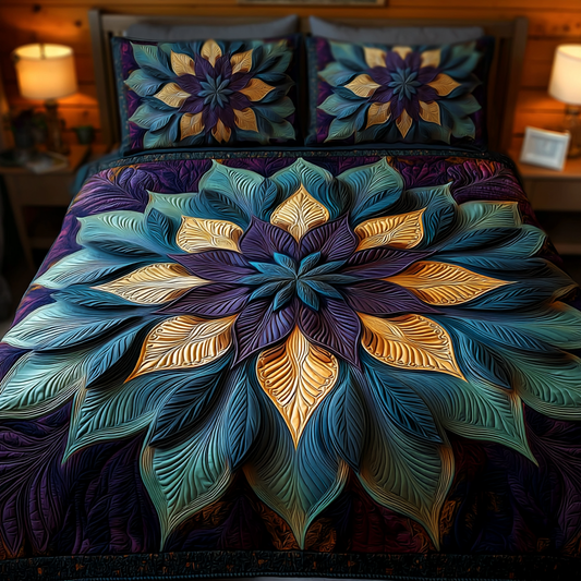 Majestic Sunflower 3-Piece Quilted Bedding Set NCU0DK9748