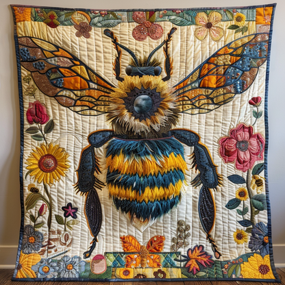 Sunflower Bee Quilted Blanket NCU0PD001