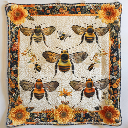 Pollinator's Paradise Bee Quilted Blanket NCU0PD009