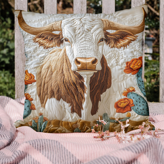 Texas Longhorn Quilted Pillow Case NCU0VH5857