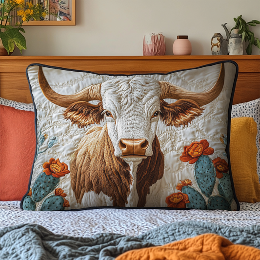 Texas Longhorn Quilted Bedding Pillow Case NCU0VH5859