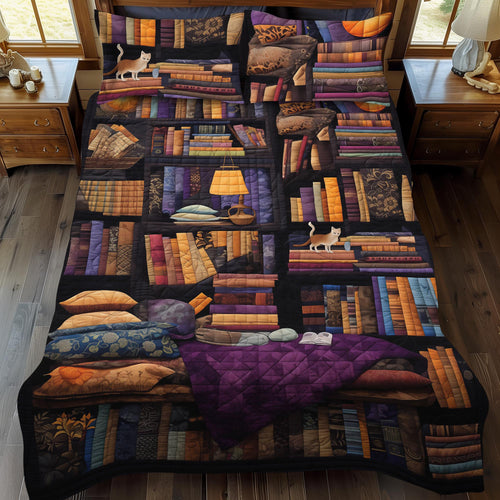 Vintage Bookshelf 3-Piece Quilted Bedding Set NCU0LL016