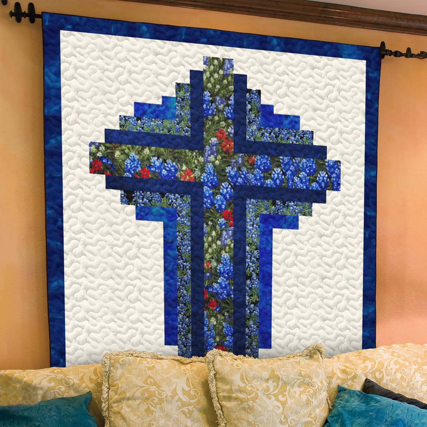 Christian Cross Quilted Blanket NCU0TH439