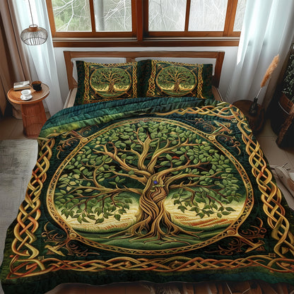 Majestic Tree of Life Celtic 3-Piece Quilted Bedding Set NCU0PD046